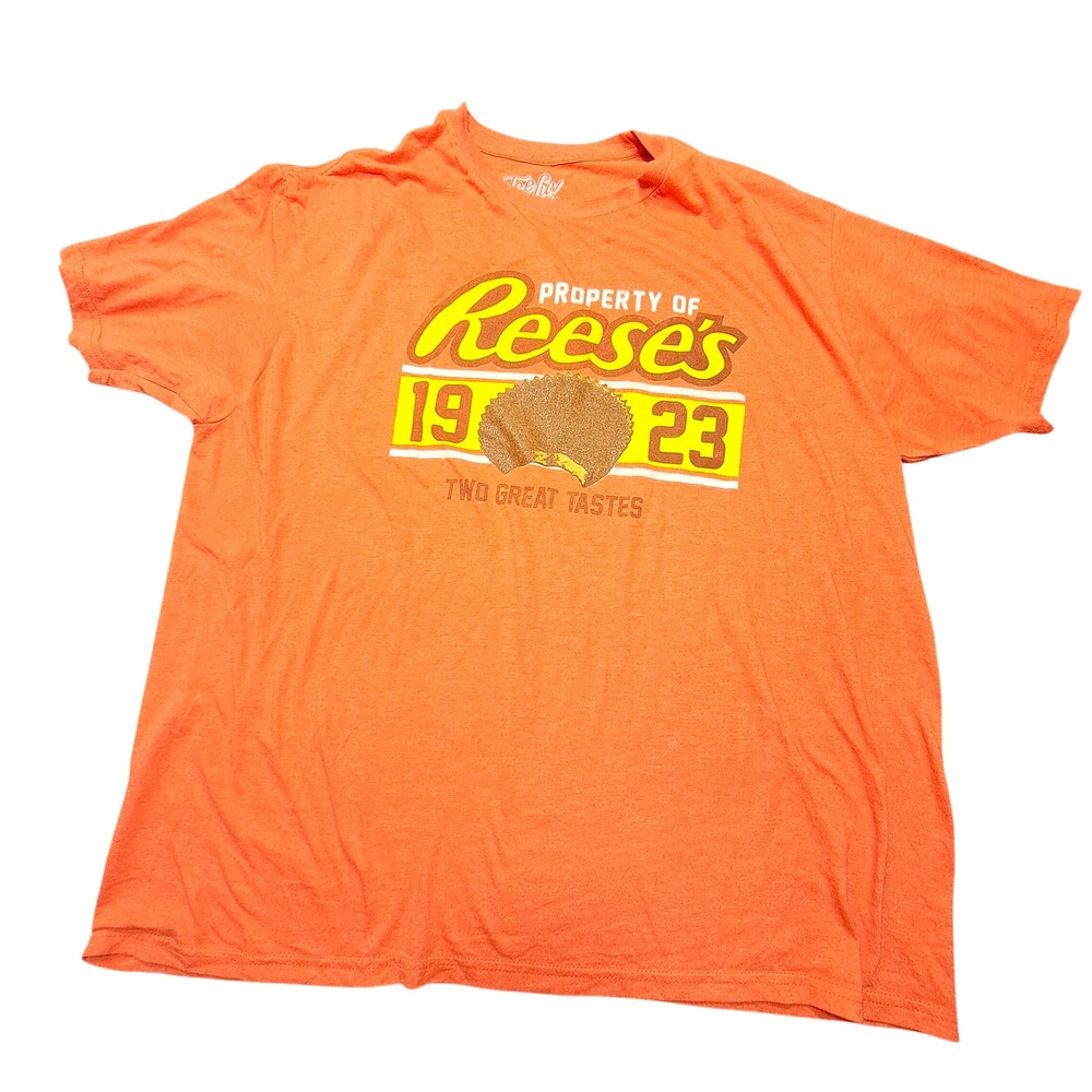 Tee Luv Reeses Peanut Butter Cups Graphic T-Shirt Mens 2XL Orange Candy Tee